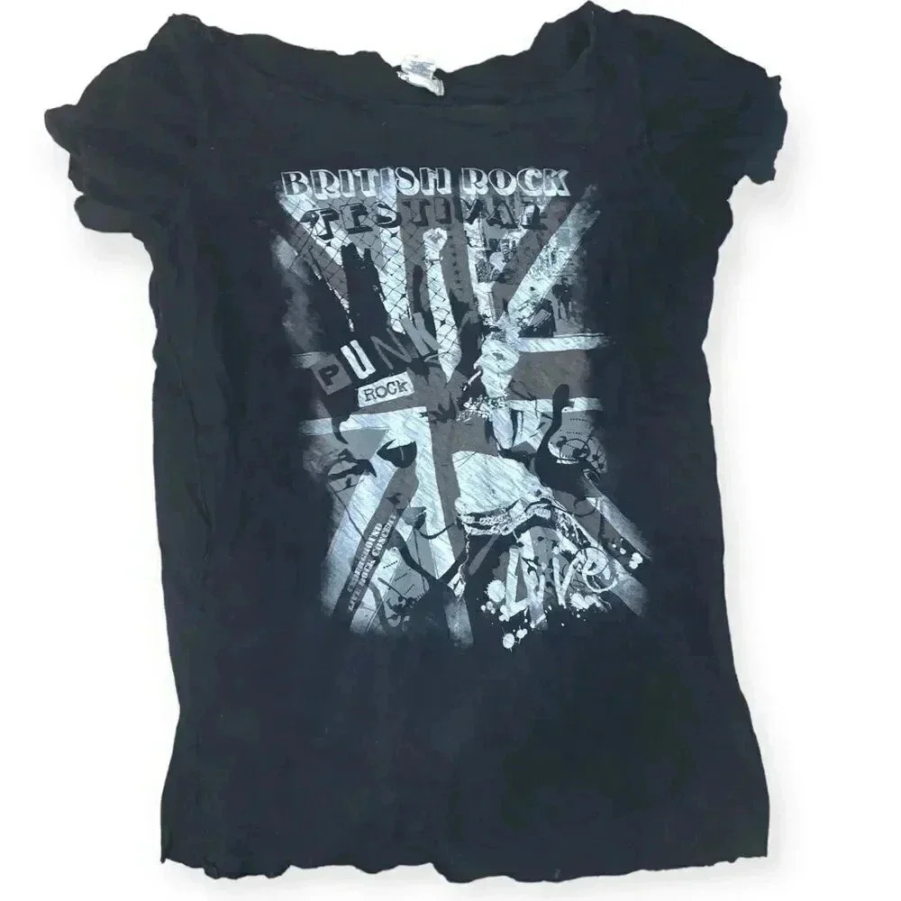 Y2k faded grunge British baby tee NFS